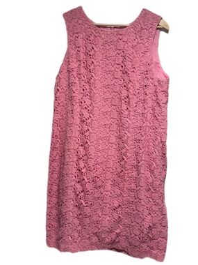 100% Cotton Plus Size Talbots Sleeveless Rose Pink Lace Shift Dress